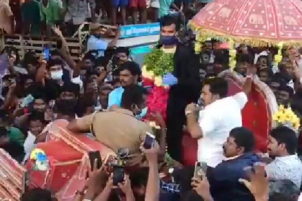 Villagers welcomes for Team India bowler Natarajan 