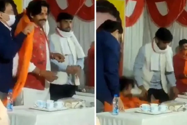 Actor turned BJP MP Ravi Kishan FALLS OFF his chair on stage