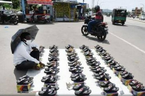 Teacher sells foot wear after schools shut down due to corona pandemic