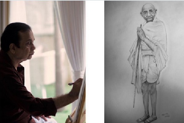 Brahmanandam draws Gandhi on his birth anniversary