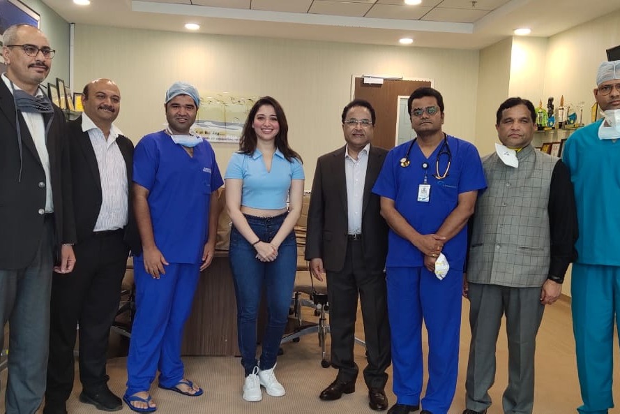 Tamannaah meets Hyderabad Continental Hospital staff