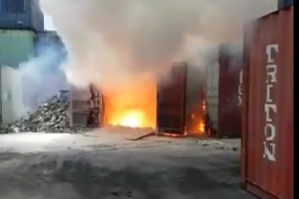 Fire accident held at Gate Way CFS Container Yard in Vizag
