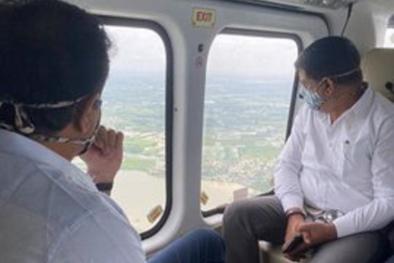 KTR and Ministers of Telangana Ariel Survey in Flood Areas