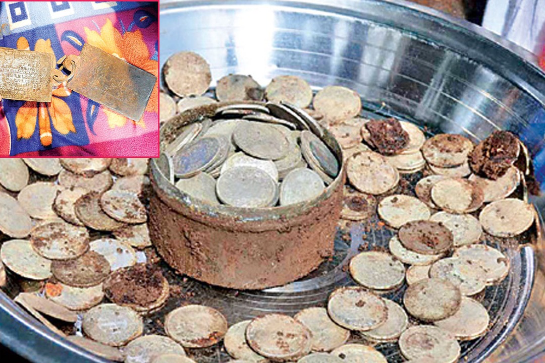 silver coins and  Copper inscriptions found in Srisailams Ghantamath
