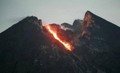 Mount Merapi Volcano Spews Ash Lava