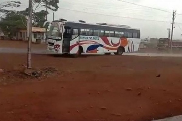 Strong Wind Moved Parking Bus