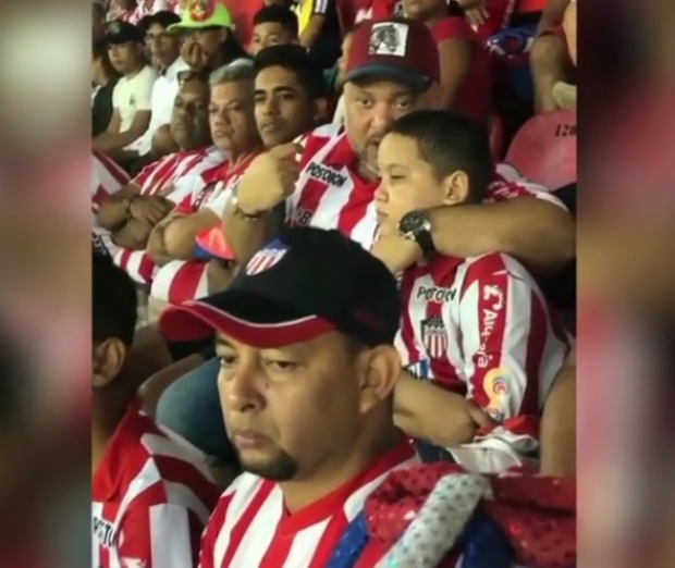 video of a father describing a football match to his blind son 
