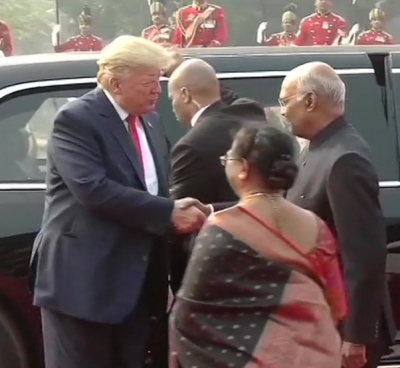Offical welcome to Donald Trump in Rastrapathi Bhavan