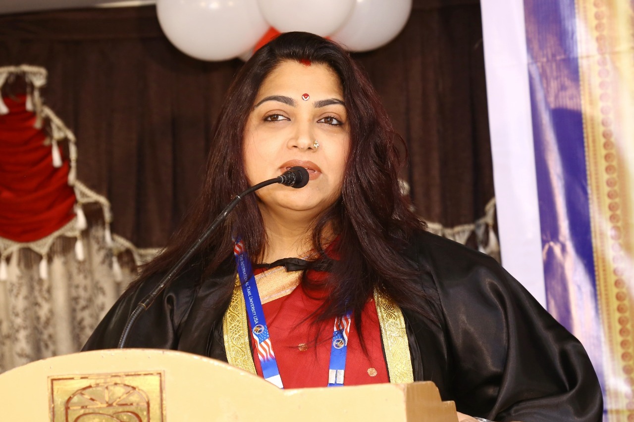 Actress Khushboo receives doctorate form American university