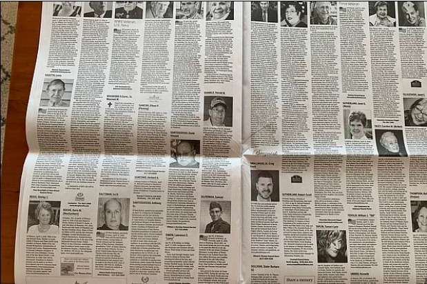 Boston Globe allocates fifteen pages for obituaries who died of corona