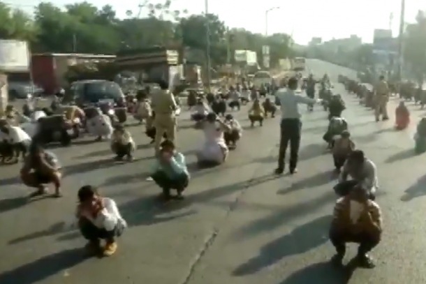 People Made to Sit Ups in Pune