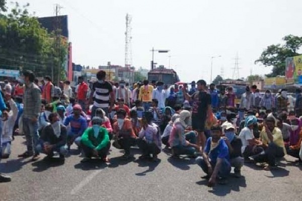 Ramagundam NTPC Migrant workers Dharna