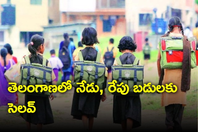 TS govt declares two day holiday for school on account of rains