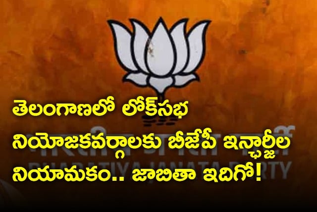 BJP incharges for Telangana Lok Sabha constituencies