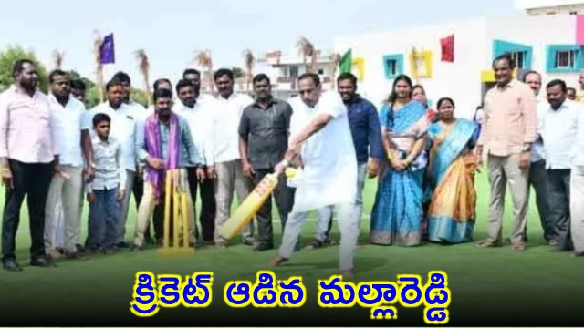 Malla Reddy plays cricket