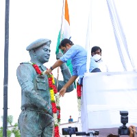 KTR unveils Col Santosh Babu statue in Suryapet