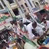 Congress leader Rajanarsimha slips off from a cart