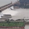Huge flood waters at Srisailam project