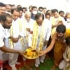 Telangana CM KC Rao lays foundation stone for TRS Party office in Delhi