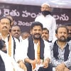 Revanth Reddy attends Congress party protest at Indira Park