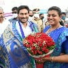 YCP MLA Roja confers CM Jagan with specially made shawl 