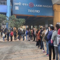 Public Queues For Kilometers Waiting For metro In Delhi