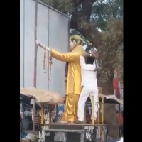 Lokesh shares a video of NTR Statue vandalizing in Durgi