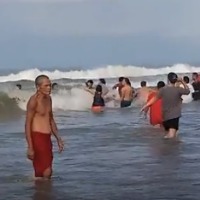 This is the breathtaking moment when beachgoers formed a human chain  