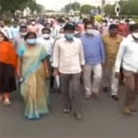Employees union leaders participates in employees agitation in Vijayawada