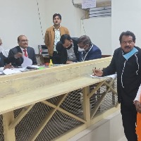 Union minister SP Singh Baghel files nominations in Karhal 