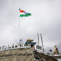 Giant tricolour unfurled atop 104-ft flagpole in Tawang