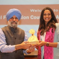 PV Sindhu addresses AIS, CCS, & MES officers at Dr MCR HRD Institute