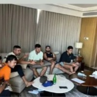 Rohit shares pic of India teammates watching IPL mega auction from hotel room