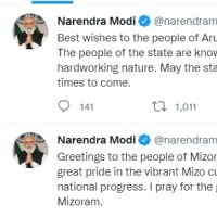 PM Modi greets Arunachal and Mizoram on statehood days