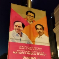 Posters welcoming Telangana CM K Chandrasekhar Rao to Maharashtra seen at various places in Mumbai