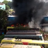 Eight buses caught in fire at Ongole Wood Complex