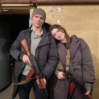 Ukraine newly weds couple stepped in for national guarding against Russian invasion