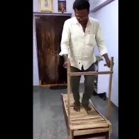 Vijayasai Reddy appreciates the craftsman who made wooden tredmill