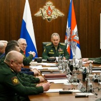 Russia defense minister Sergei Shoigu attends meeting with officials 