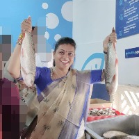 Roja inaugurated Fish Andhra outlet in Puttur