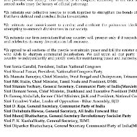 congress releases statement with like minded parties