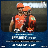 196 is the target to gujarat titans in ipl match with hyderaba sunrisers