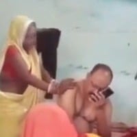 Police officer gets a massage by a woman 