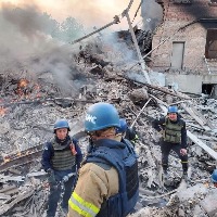 Russia bombing on a school in Ukraine 