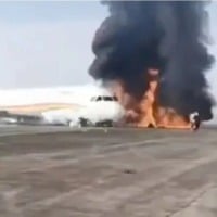 Airplane caught fire in China airport