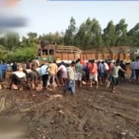 Beer lorry overturns at Mulaguntapadu in Prakasam district