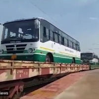 Buses transports through goods trains 