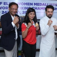 BFI, SAI felicitate World Championships medallists Nikhat, Parveen and Manisha