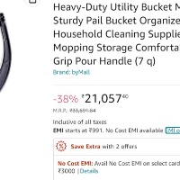 plastic bucket goes for Rs 21057 and bathroom mugs cost Rs 10000 after discount