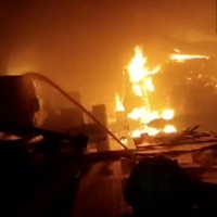 huge fire broke out in a shipping warehouse in Visakhapatnam  Rs 11 crore worth Covid equipment sent by Tana burnt